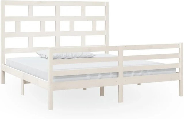 vidaXL Massivholzbett aus Kiefer in Weiß, B/T/H: 180 x 200 x 186 cm - Bild 1