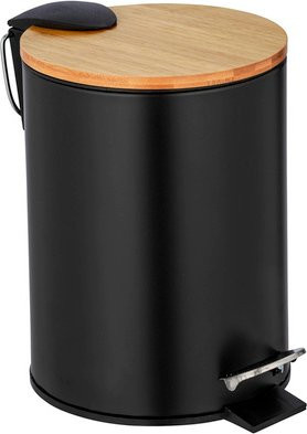 WENKO Treteimer Tortona Easy-Close mit Absenkautomatik in Schwarz Matt, Höhe: 23,5 cm, Volumen: 3 l - Bild 1