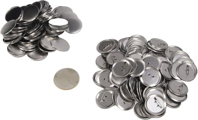 Aimo DIY Metall-Button-Badge-Kit mit 100 leeren runden Anstecknadeln in Grau und Silber - Bild 1
