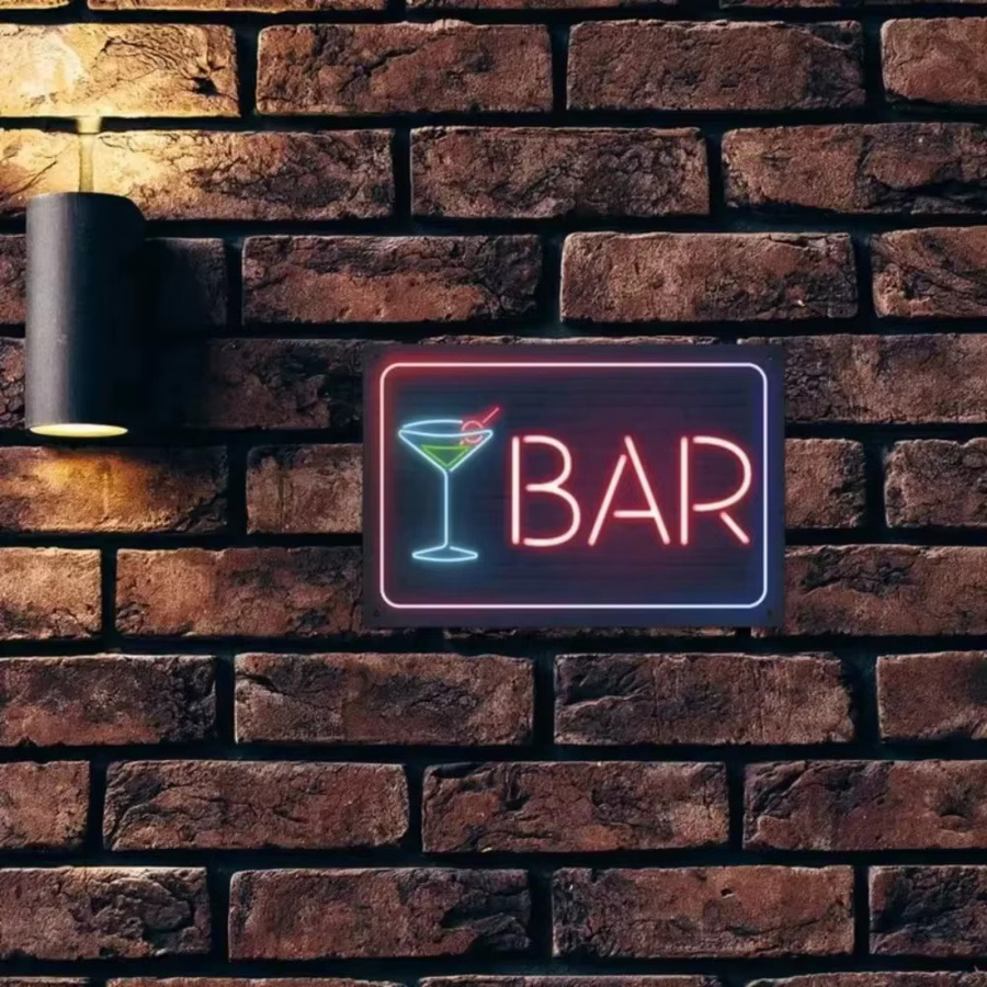 HELLOYOUNG Bar-Neonschild im Vintage-Stil, Mehrfarbig, B/H: 30 x 20 cm - Bild 2