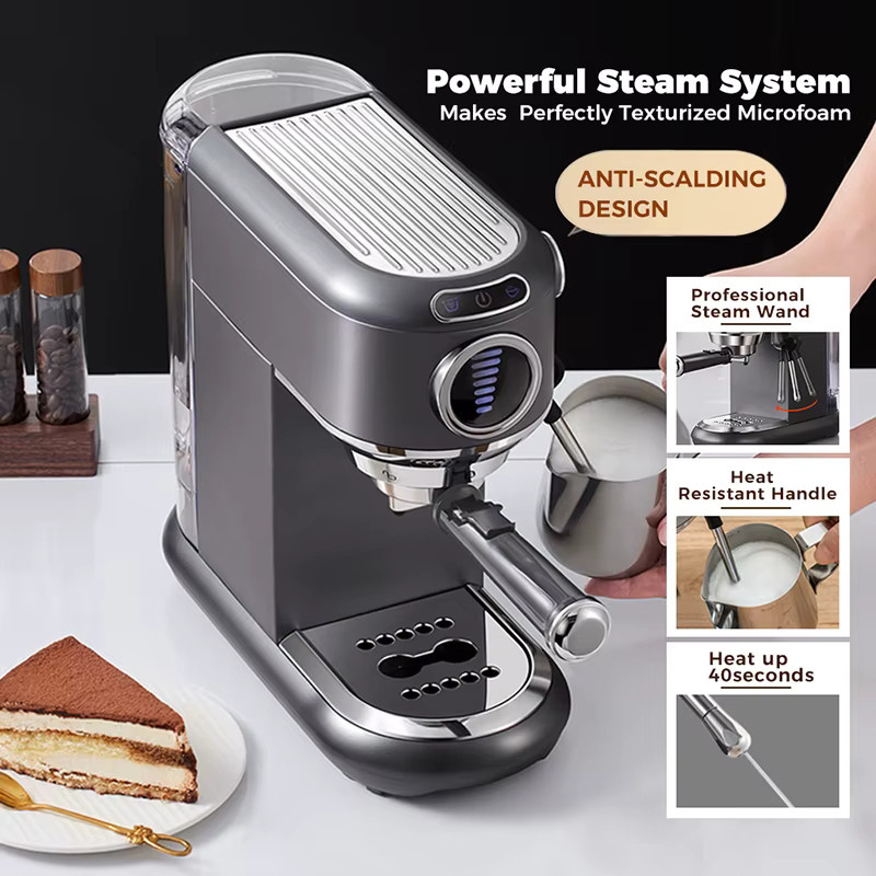 CAFELFFE MK-601F 4-in-1 Espresso-Kaffeemaschine mit Milchaufschäumer, 19 Bar Kapselmaschine für Nespresso Original, ESE-Pads und Kaffeepulver mit 7-stufiger Kaffeevolumenregulierung, 1450W - Bild 5