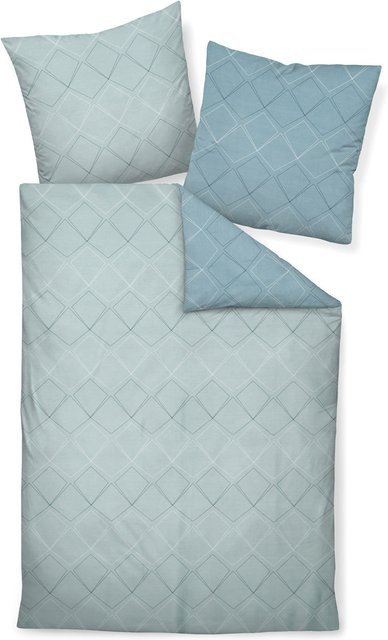 J.D. Unisex Bettwäsche Janine in Blau mit Grafikdesign aus Mako-Satin und gekämmter Baumwolle, B/H: 155 x 220 cm - Bild 1