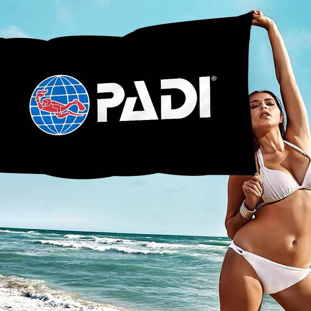 JMG Household Supplies Padi Logo Mikrofaserdecke Schnelltrocknendes Strandtuch in Schwarz mit Grafikdruck aus Baumwolle und Polyester - Bild 1