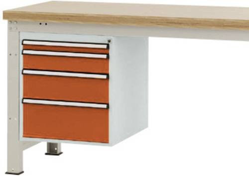 Manuflex Gehäuse-Unterbau PROFI mit 4 Schubfächern, Farbe: orange, Nutzhöhe: 500 mm, für Werkbanktiefe: 700 mm - Bild 1