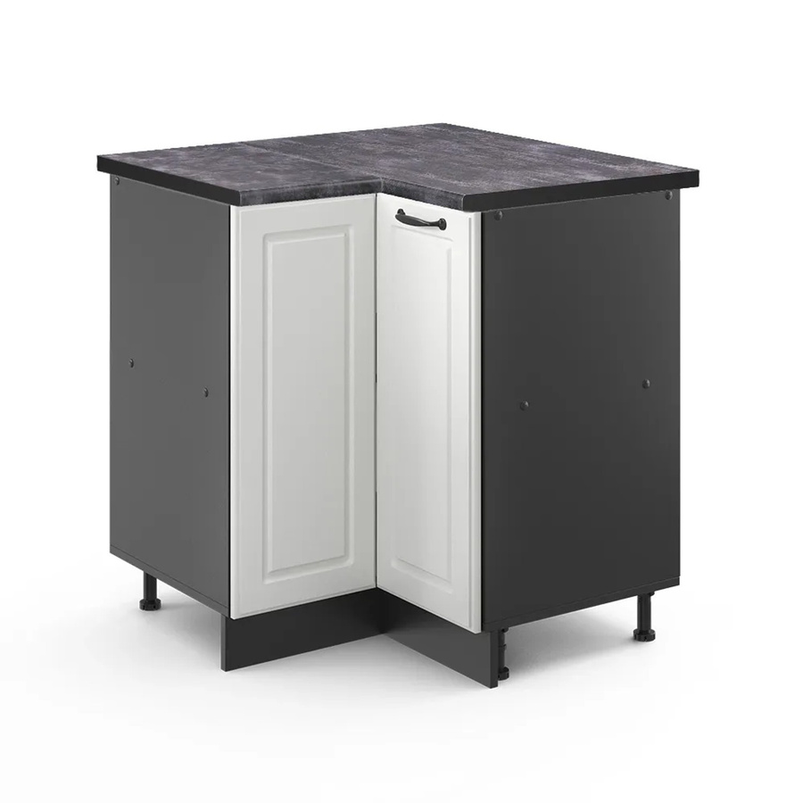Vicco Eckunterschrank R-Line Landhaus Stil in Weiß und Anthrazit mit Scharniertüren B/T/H: 75,6 x 60,0 x 81,6 cm - Bild 2