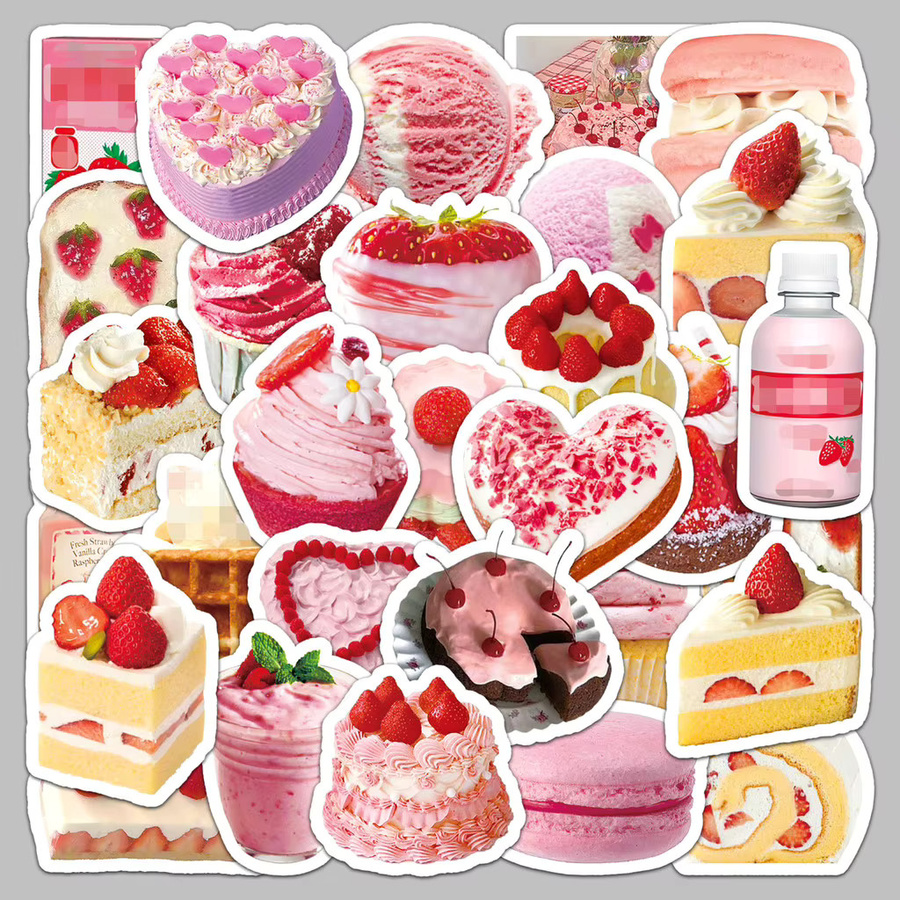 50 Stück Kuchen-Dessert-Aufkleber im INS-Stil von YourLife Store, wasserfeste DIY-Dekoration für Telefon und Tagebuch, Mehrfarbig - Bild 2