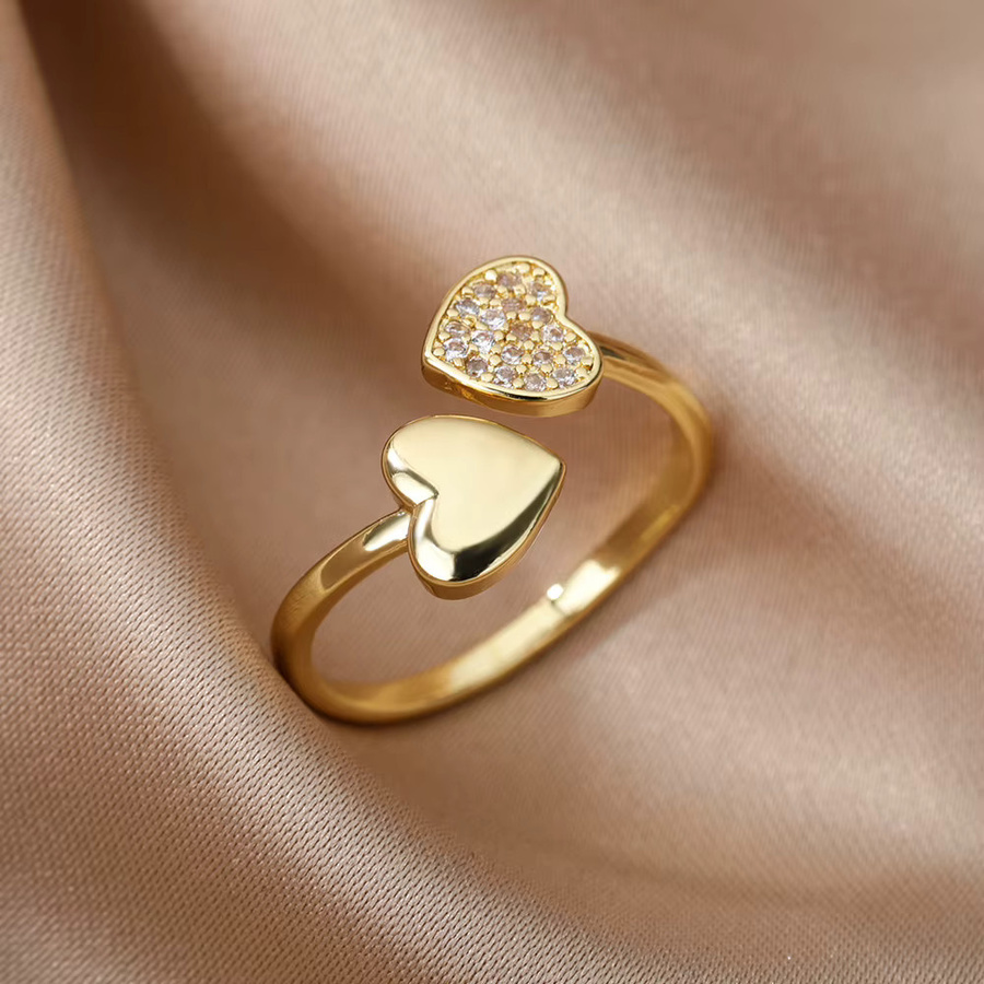 HPTOTMG Schlangenringe Edelstahl, goldfarben, herzförmig, Unisex - Bild 2