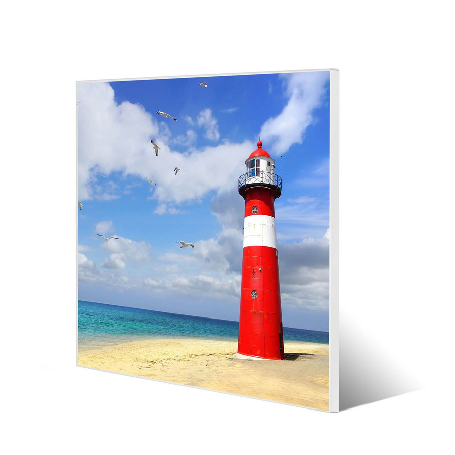 banjado Stahl Magnettafel Westkapelle Leuchtturm, weiße Magnetwand mit Motiv, B/H: 50 x 50 cm - Bild 1