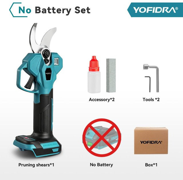 YOFIDRA Bürstenlose elektrische Astschere kabellos mit 32mm Schneidkapazität in Blau für Makita LXT Akku - Bild 1