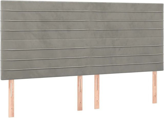 vidaXL LED Kopfteil aus Samt in Hellgrau mit USB-Ladeanschluss und integrierter Beleuchtung, B: 160 cm, T: 5 cm, H: 118 cm - Bild 1