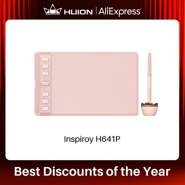 Huion Inspiroy 2 S H641P Grafiktablett mit 6 Express-Tasten für Android, Mac und Windows in Schwarz oder Pink - Bild 1