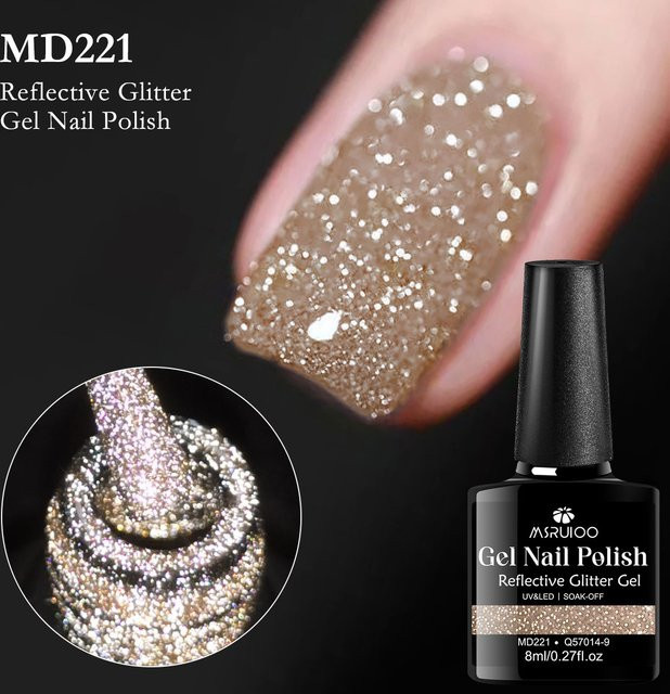 MSRUIOO Glitzer-Gel-Nagellack, Schimmernd, 8 ml, Damen - Bild 1