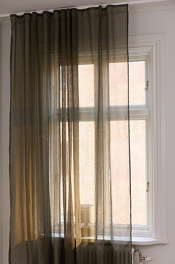 Jotex Vorhang LIZZIE mit Leinenstruktur, semi-transparent, beige/grün, Höhe: 280 cm - Bild 1