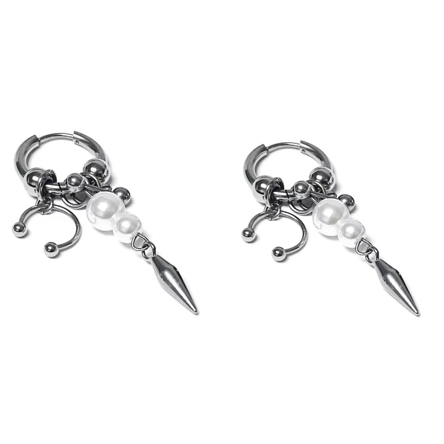 EDY STONE Creolen Edelstahl, Perle, Silber, Damen - Bild 5