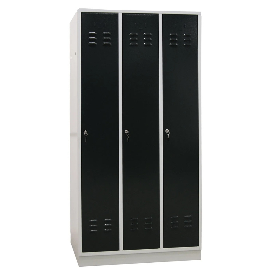 PROREGAL Garderobenschrank Ermine mit 3 Türen in Lichtgrau und Anthrazit, H x B x T: 177,5 x 89 x 50 cm - Bild 2