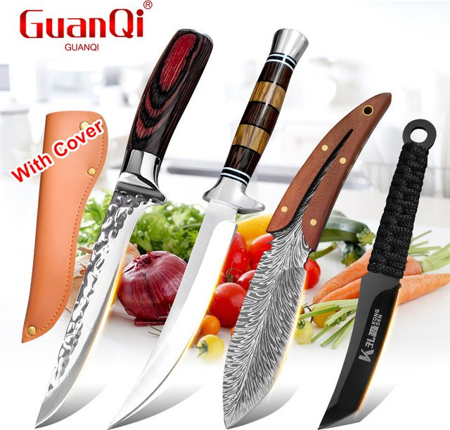 GuanQi Ausbeinmesser aus Edelstahl mit Holzgriff zum Filetieren von Fleisch und Fisch - Bild 1