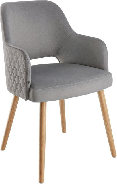 VEGA Stuhl Rombo mit Samtbezug in Grau und Eichengestell, B/T/H: 46 x 47 x 85 cm - Bild 1