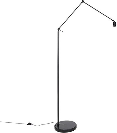 QAZQA EdiTor Moderne Stehlampe Schwarz, verstellbar und dimmbar, aus Stahl und Marmor, Höhe: 190 cm