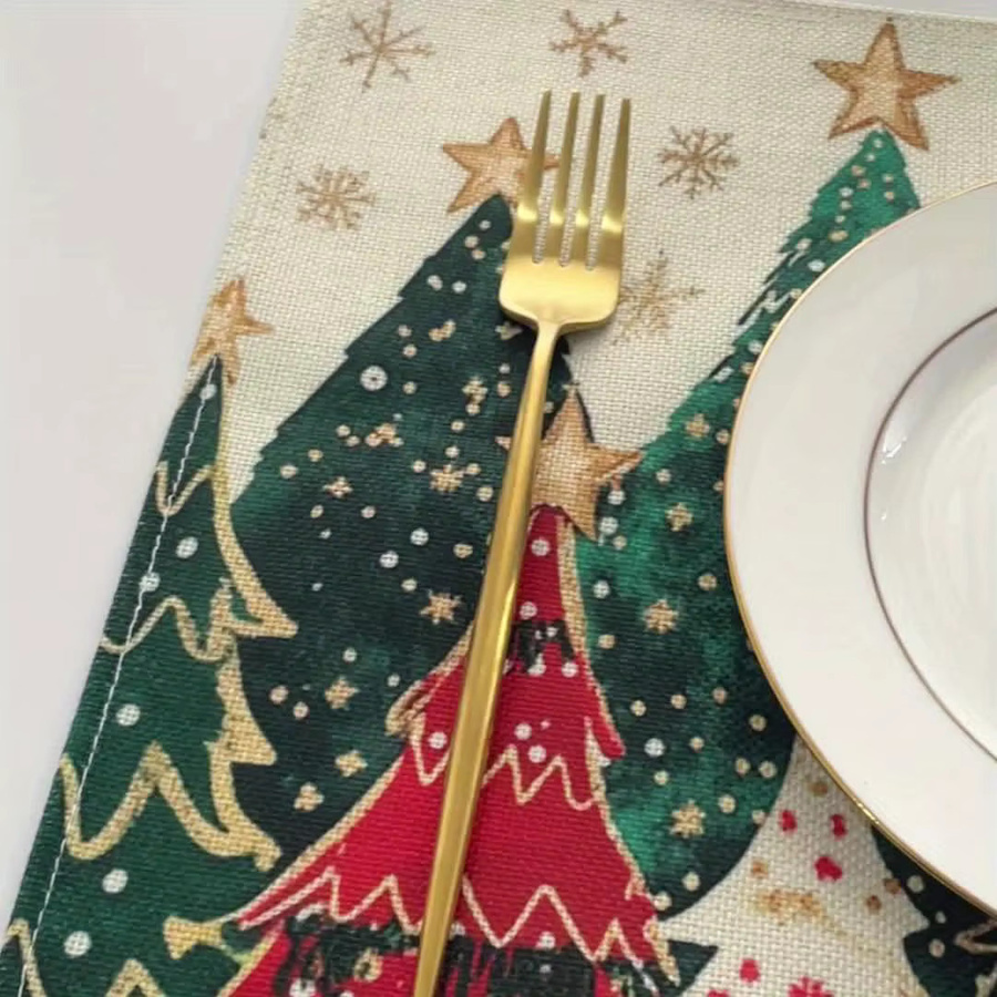 VIKAMA Weihnachtsbaum Tischsets, waschbare dekorative Tischsets mit Weihnachtsmotiv, Mehrfarbig, B/T: 45,0 x 30,0 cm - Bild 5