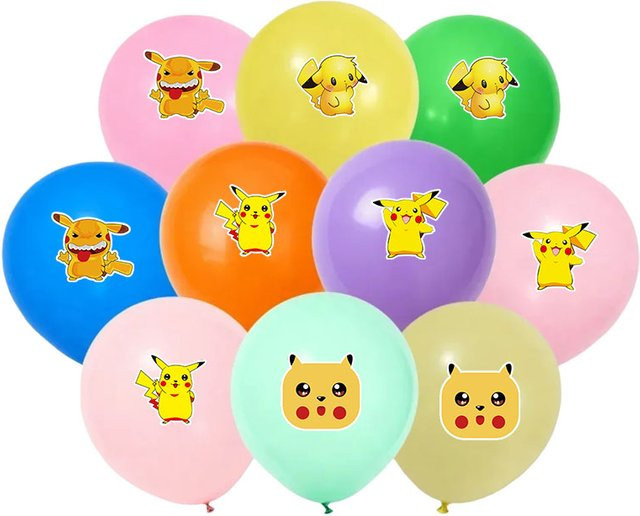 10 Stück Pokemon Pikachu Latex-Ballons für Kindergeburtstage und Babypartys, Potdemiel, Mehrfarbig, Durchmesser: 25,4 cm - Bild 1