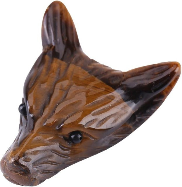 Anhänger Wolfskopf-Form, Tigerauge-Stein, brown, Unisex, 4cm - Bild 1