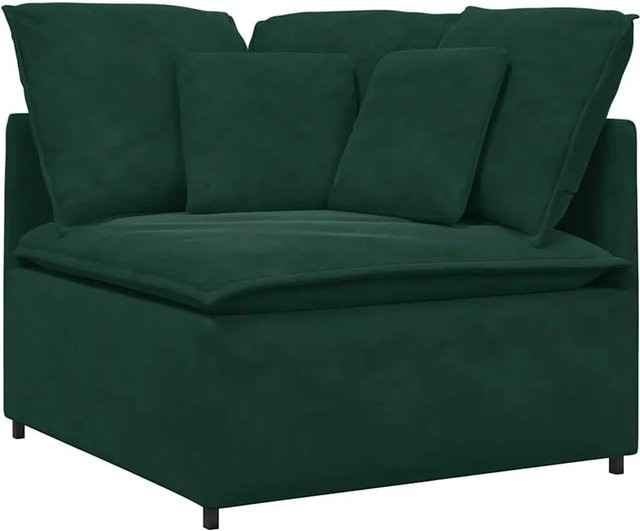 vidaXL Modulares Sofa Eckmodul mit Kissen Dunkelgrün Breite: 100 cm - Bild 1