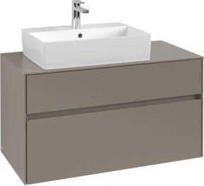 V&B Waschtischunterschrank Collaro in Wine Red mit Glas, B/T/H: 100 x 54,8 x 50 cm - Bild 1