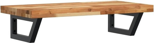 vidaXL Wandregal für das Badezimmer aus Stahl und massivem Akazienholz in Schwarz und Braun - Bild 1