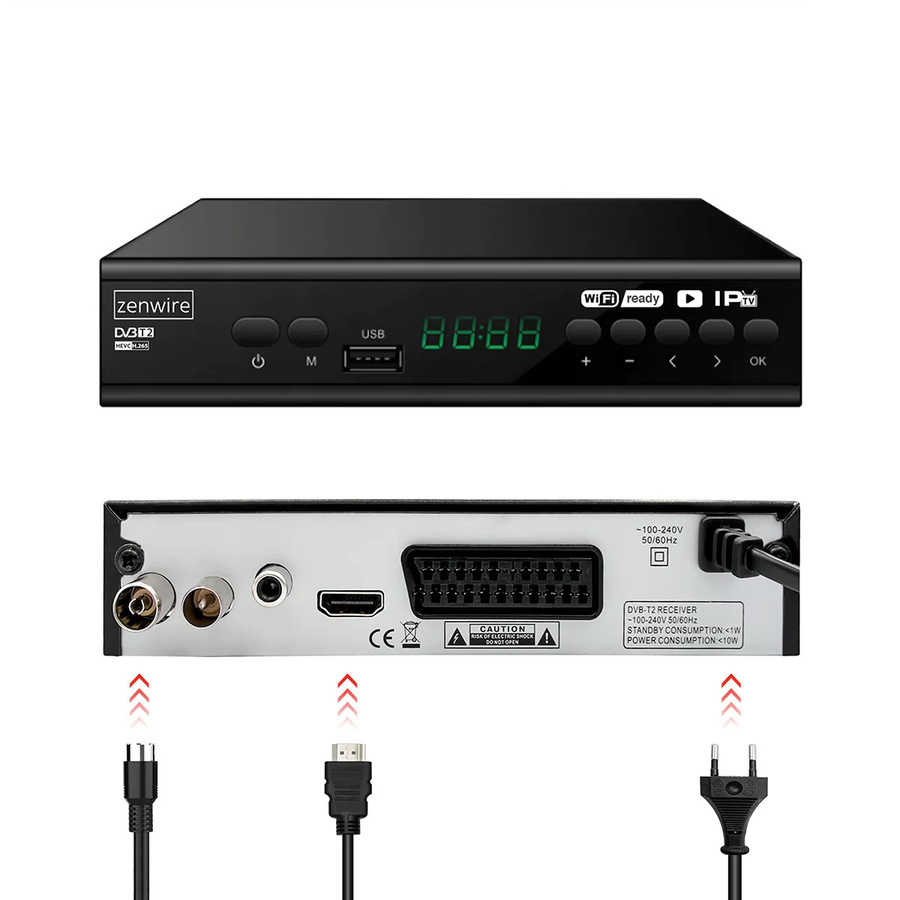 Zenwire 001 Tuner Satelliten-Decoder DVB-T2 HEVC H.265 Full HD USB-Box in Schwarz - Bild 3
