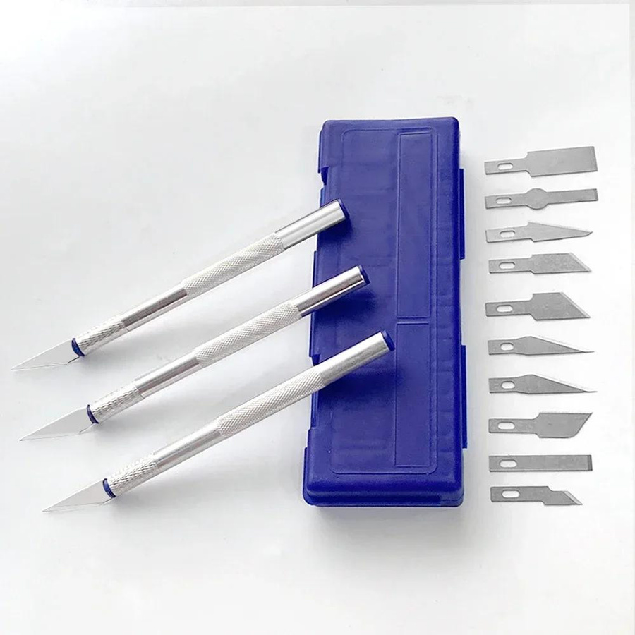 LeFavor 13in1 Metall-Schnitzmesser im Stiftstil aus rostfreiem Stahl und Aluminiumlegierung in Silber für DIY-Präzisionsarbeiten und Papierschnitte - Bild 2