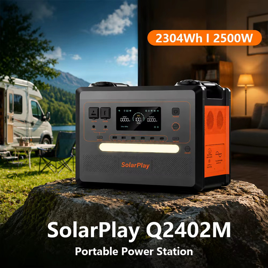 SolarPlay Q2402M Tragbare Powerstation mit 2500W und 2304Wh, LiFePO4-Batterie, Schwarz - Bild 4