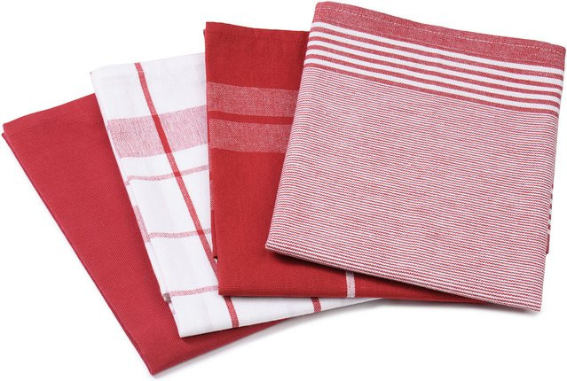 GÖZZE Geschirrtücher 4er Pack aus Baumwolle, Rot, B: 50 cm, H: 70 cm - Bild 1