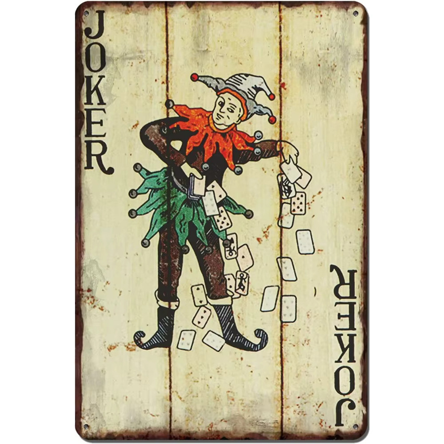 Retro Poker JOKER Metallschild von CIFBUY als Vintage Blechwanddekoration, B: 30,5 cm, H: 20,3 cm - Bild 1