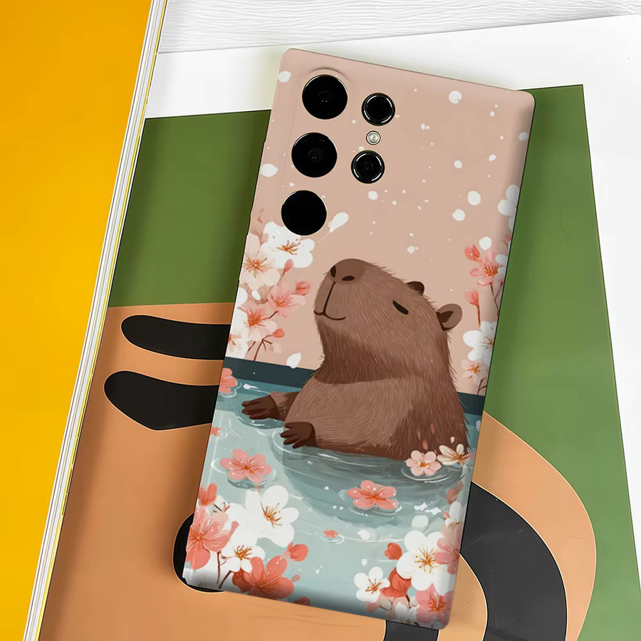 Stoßfeste Doppelschicht Handyhülle mit Capybara Kirschblüten Design für Samsung Galaxy S26 S25 Ultra S24 S23 Ultra Plus, Mehrfarbig - Bild 4