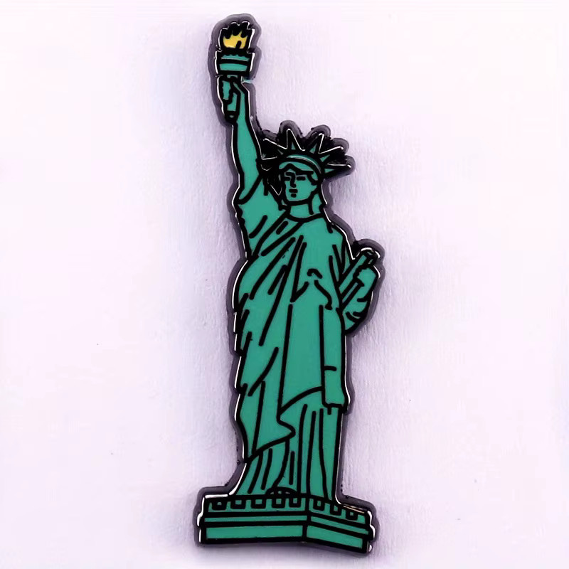 MDKES Brosche Göttin Statue, New York Emaille Pin - Bild 2