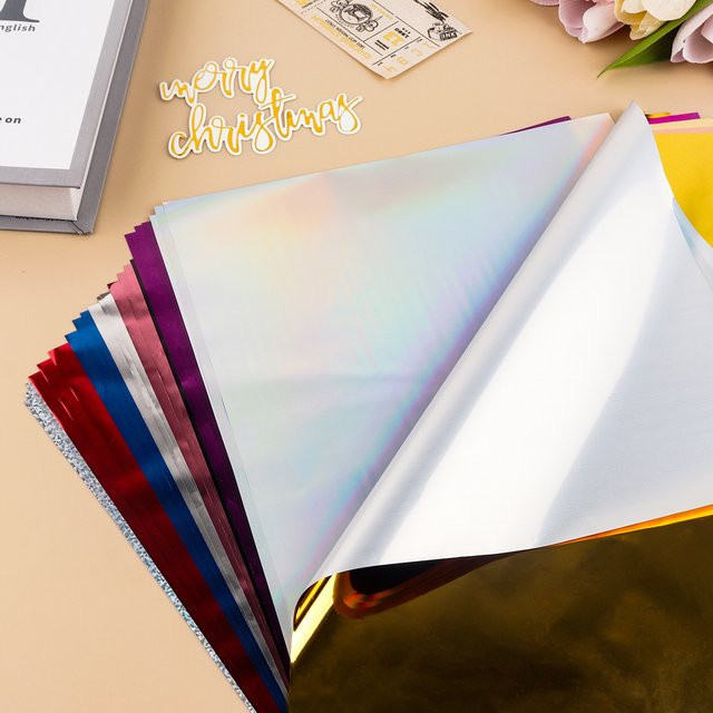 50 Stück Holographische Reaktive Folie Blätter für Laser Drucker und Laminator, Multicolour DIY Bastelpapier für Karten und Handwerk - Bild 1