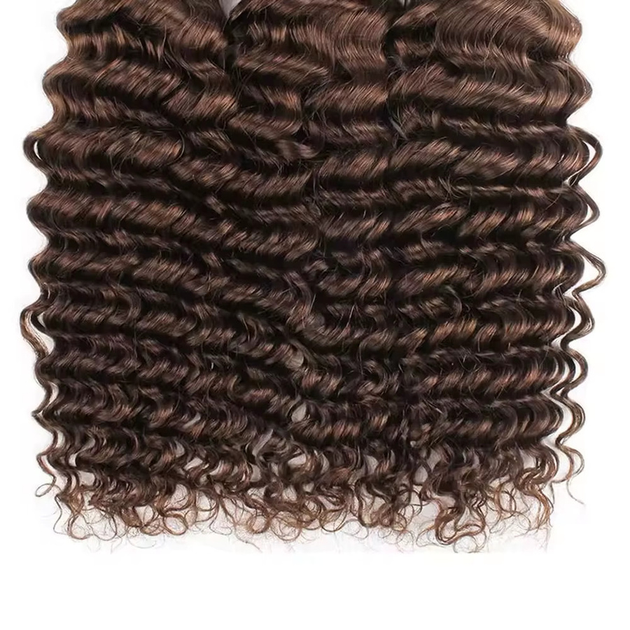 donxue Deep Wave Haarwebart Bundles, Schokoladenbraun, 3 Stück, Damen - Bild 3