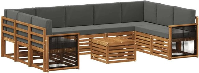 vidaXL Sofagarnitur aus Massivholz Akazie in Anthrazit mit Latten-Design und Armlehnen - Bild 1
