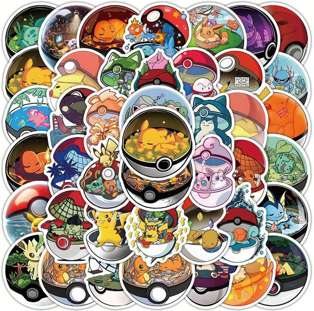 Keeppley Pokémon Poke Ball Aufkleber, 50-teiliges Set - Bild 1