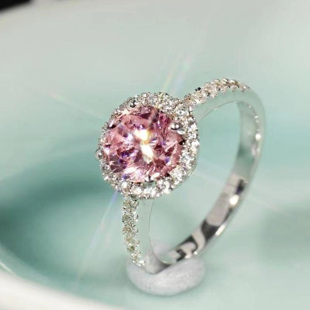 YIRAN Jewelry Verlobungsring, rosa Diamant, Kupfer, Silber, Damen - Bild 1