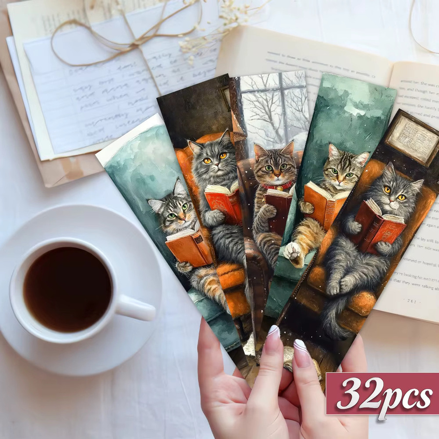 32 Stück Lesezeichen mit Katzenmotiv in Mehrfarbig, kreative künstlerische Designs aus Papier - Bild 4