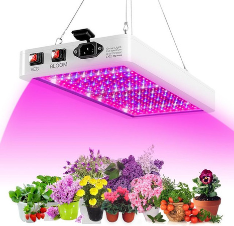 Igeteck LED-Wachstumslampe mit 216 LEDs, 1000 W Vollspektrum-Pflanzenlicht in Weiß, wasserdicht nach IP65, zum Aufhängen für Zimmerpflanzen, Gemüse und Blüten