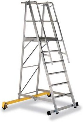Zarges LM-Plattformleiter aus Aluminium mit 6 Stufen in Silber, Höhe: 160 cm, Breite: 60 cm, Tiefe: 63 cm - Bild 1