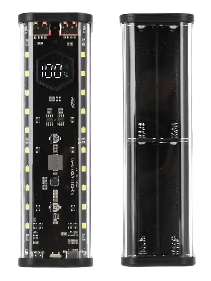 occkic DIY Powerbank-Gehäuse für 8x 21700 Batterien in Schwarz mit PD- und Blitzladung sowie USB-C Anschluss - Bild 6