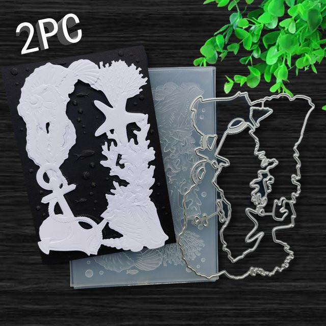 Deep Sea Art 2-teiliges 3D-Relief-Ordner-Set aus Metall mit Meereslebewesen-Hintergrunddesign - Bild 1