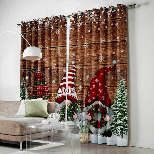 Weihnachten Fenster Vorhang mit Ösen aus Polyester in Braun, B: 135 cm, H: 60 cm - Bild 1