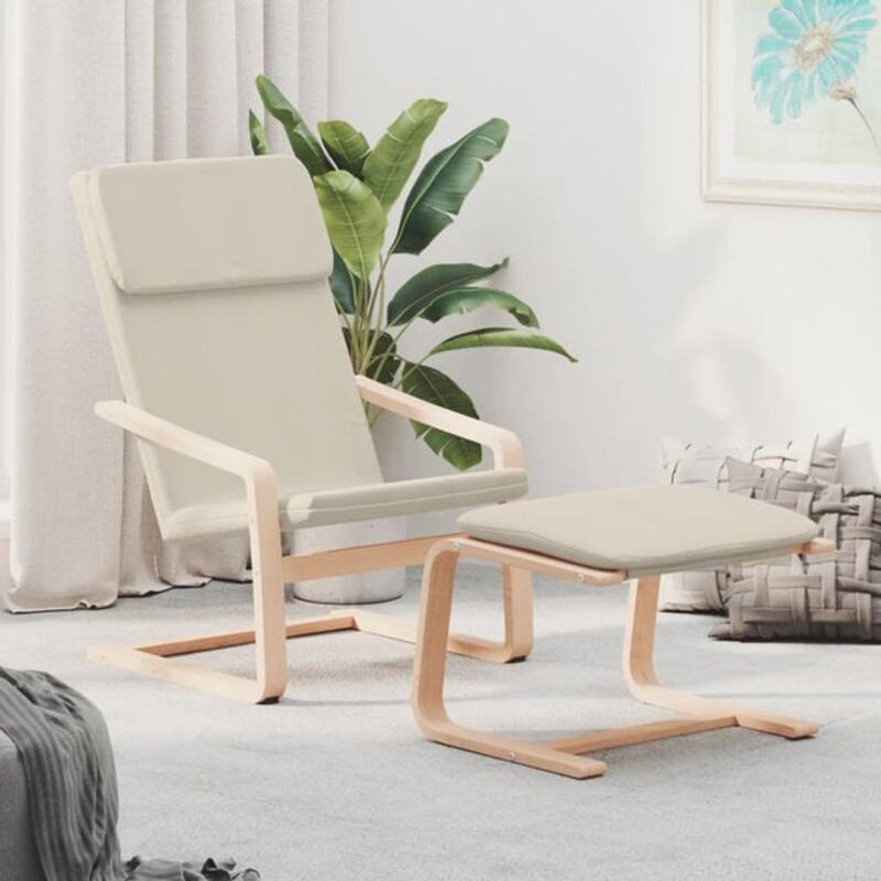 vidaxl Relaxsessel mit Hocker in Beige aus Stoff im skandinavischen Design - Bild 1