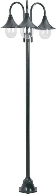 vidaXL Garten-Pollerleuchte aus Aluminium mit 3 Laternen in Dunkelgrün, Höhe: 220 cm, E27 - Bild 1