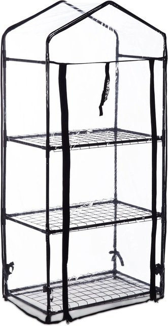 Relaxdays Balkongewächshaus aus Eisen und Kunststoff in Schwarz und Transparent mit 3 Ebenen, Höhe: 126 cm, Breite: 59 cm, Tiefe: 37 cm - Bild 1