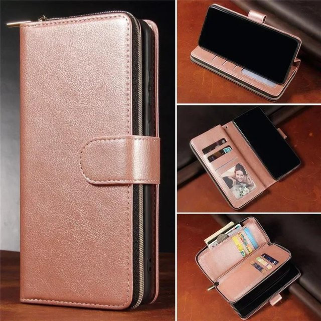 Leder Geldbörse mit Reißverschluss und Kartenfach als Handyhülle für Samsung Galaxy S26 Plus in verschiedenen Farben - Bild 1
